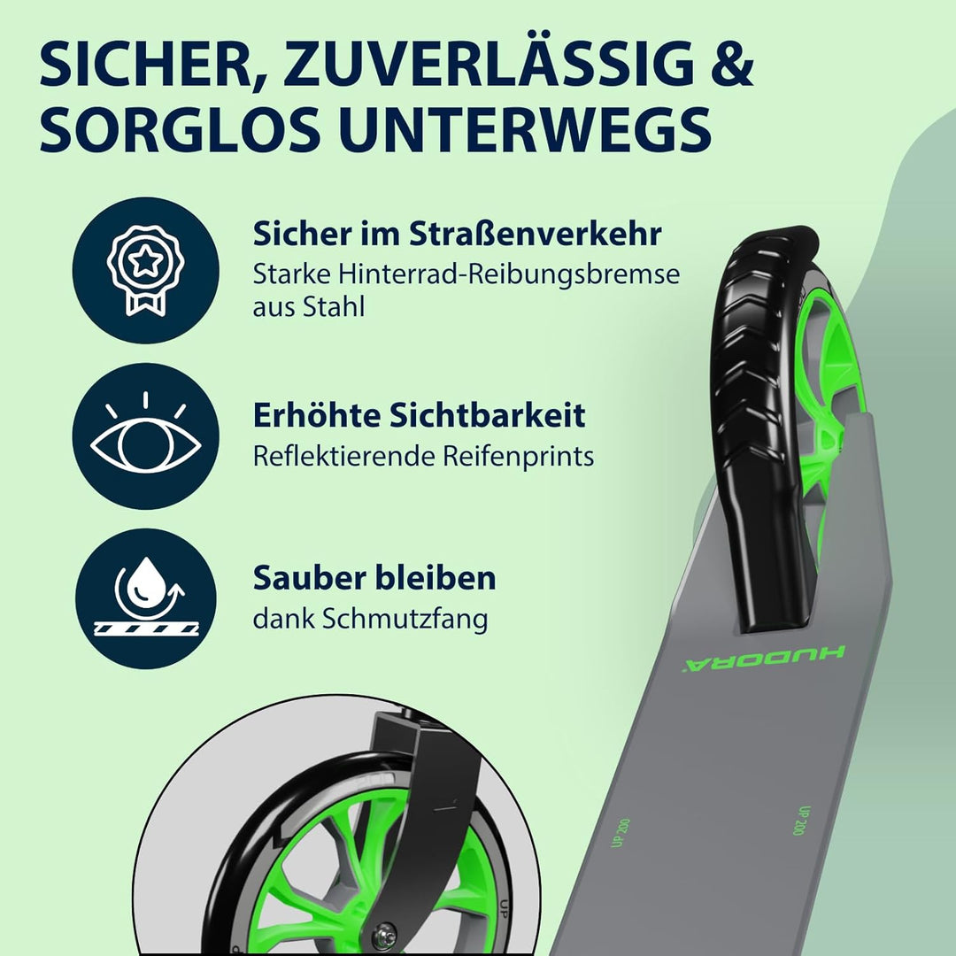 HUDORA Scooter Up 200 Normal grau / neon grün, Normal grau / neon grün