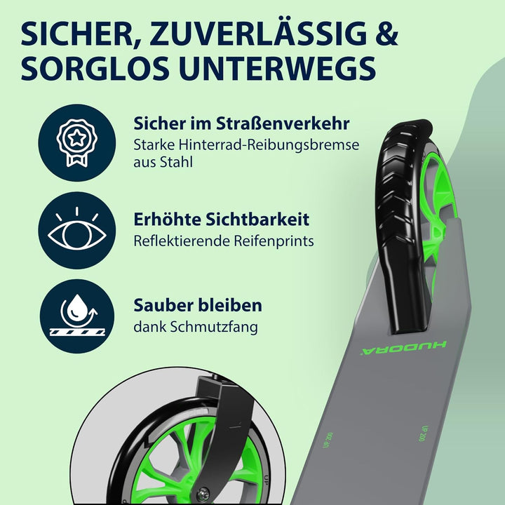 HUDORA Scooter Up 200 Normal grau / neon grün, Normal grau / neon grün