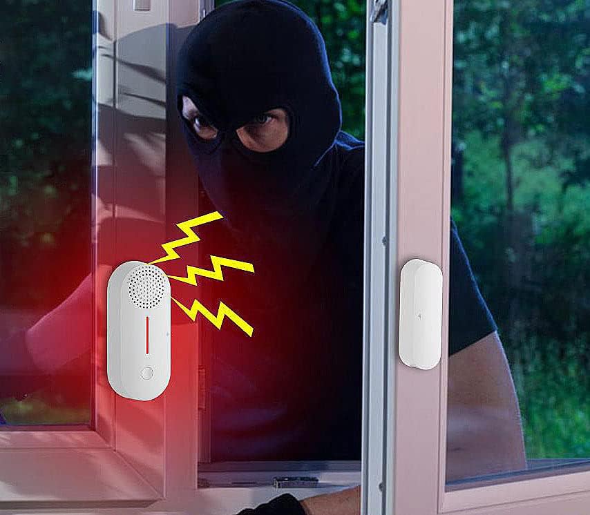 VisorTech Türkontakt Alarm WLAN: 4er-Set 2in1-WLAN-Tür- & Fensteralarm, Sirene, App und Sprachsteuer