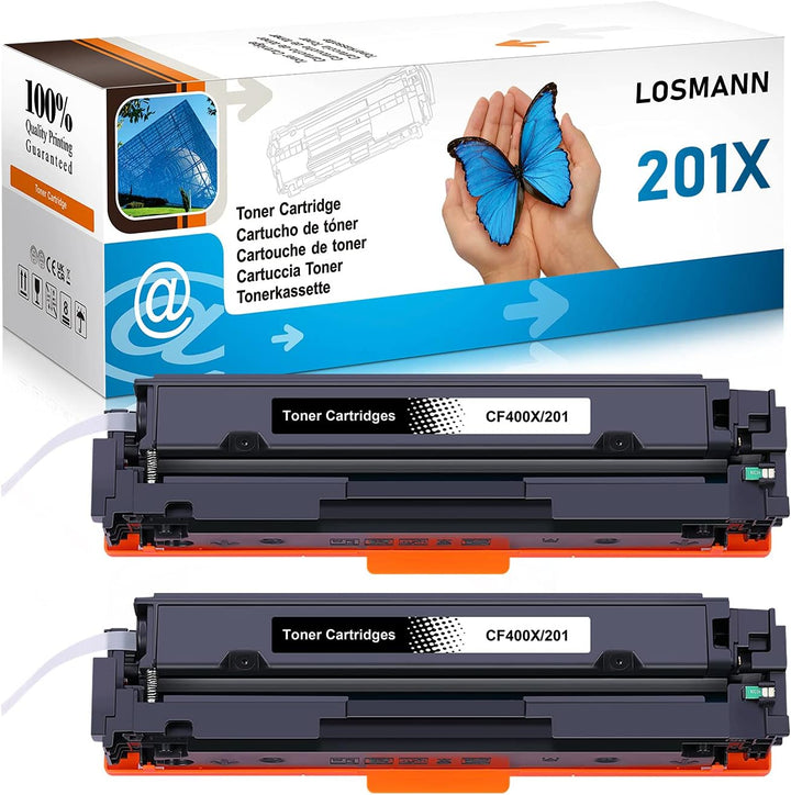 LOSMANN 2x Toner Kompatibel für HP CF400X 201X CF400A 201A für HP Color LaserJet Pro M252dn M252dw M