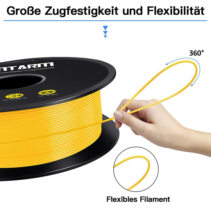 GIANTARM PLA Filament 1.75mm,3D Drucker Filament PLA 1kg,MaBgenauigkeit +/- 0,02mm,3D-Druckmateriali