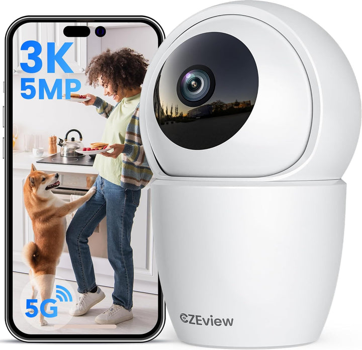 CZEview 3K 5MP Überwachungskamera Innen, 2,4/5Ghz Dual-Band WLAN Kamera Überwachung Innen, Hundekame