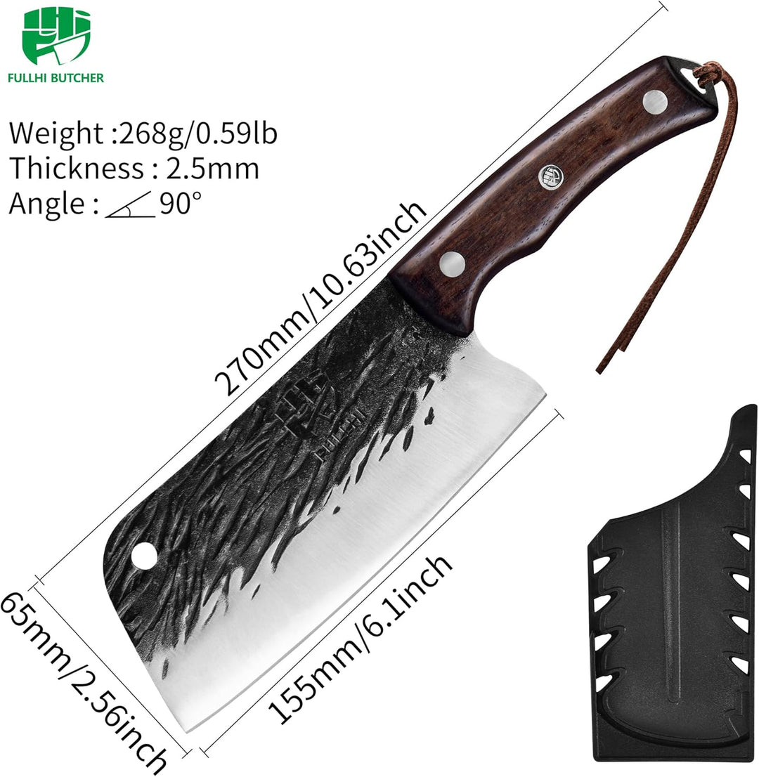 FULLHI Metzgermesser, Küchenmesser mit hohem Kohlenstoffstahl, Gemüsebeil, chinesisches Kochmesser,