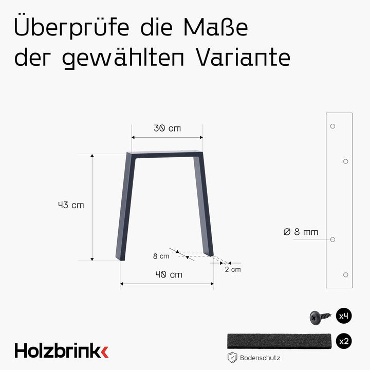 HOLZBRINK Tischbeine Metall Anthrazit | Gestell Trapez für Schreibtisch, Esstisch, Couchtisch, Bank