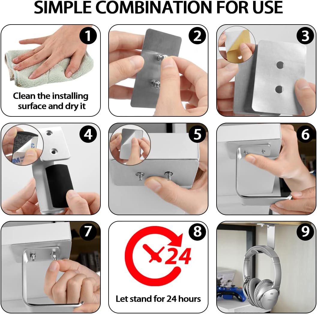 GEEKRIA Kopfhörer Haken, 2 Stücke Ohrhörer Aufhänger Kompatibel Mit Bose QC35, QC25, Sony WH-1000XM4