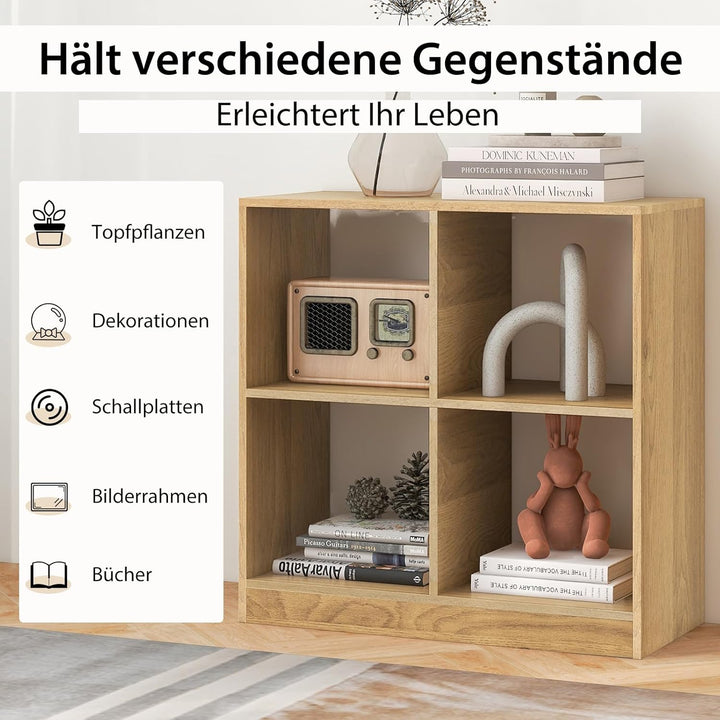 COSTWAY Bücherregal mit 4 Fächern, Würfelregal, Standregal, Aufbewahrungsregal, Regal für Schlafzimm