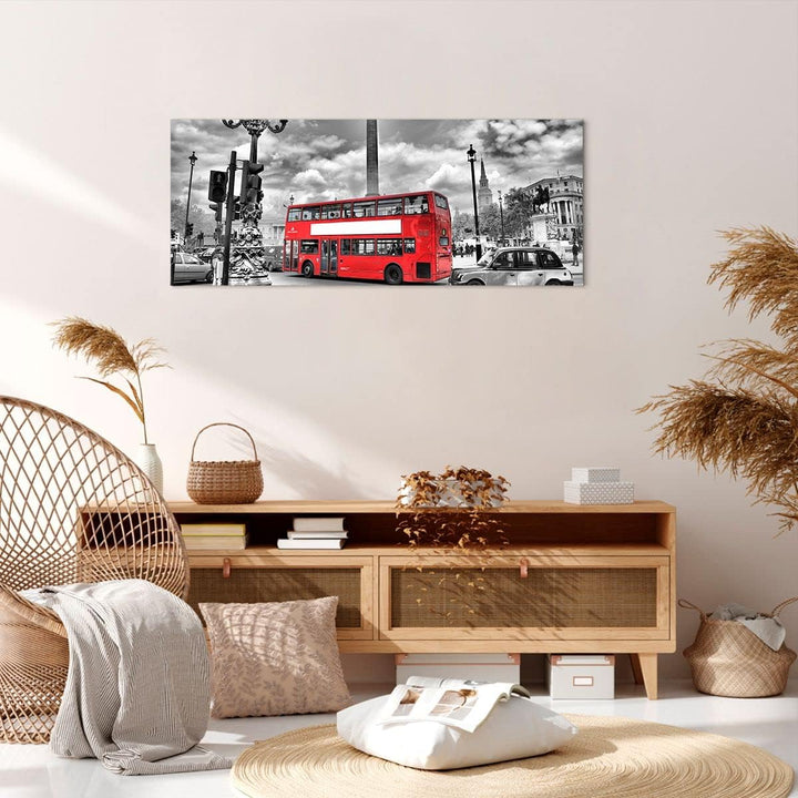Panorama Bilder auf Leinwand 100x40cm Leinwandbild Trafalgar Platz Taxi London Gross Wanddeko Bild S