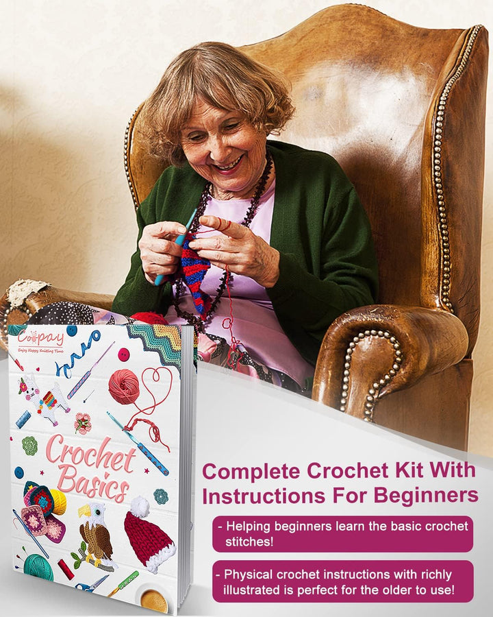 Coopay Häkelset für Anfänger, 71 Stück Häkelnadel Set mit Tasche und Wolle, Prämie Häkel Set mit Str