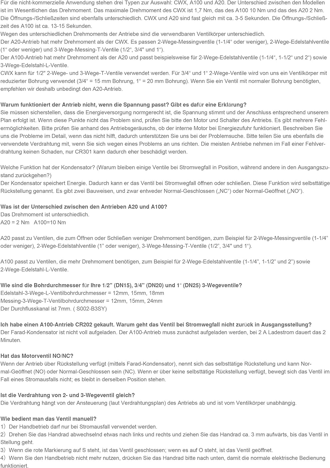 BACOENG 3/4" DN20 Edelstahl BSP 2 Port Motorkugelventil normalerweise offen (AC110-230V CR202C 2 Dra