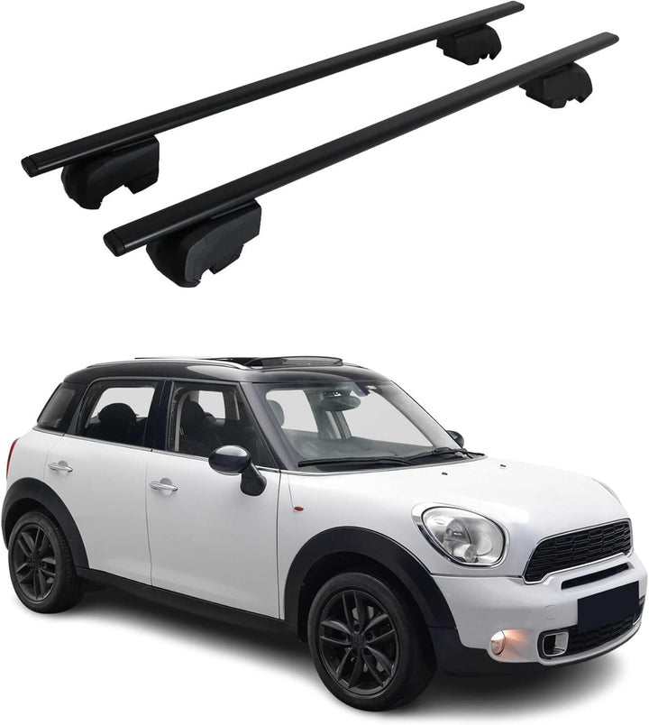 Dachträger Gepäckträger kompatibel mit Mini Countryman I 2010-2016 TÜV ABE Alu Schwarz 2X Countryman
