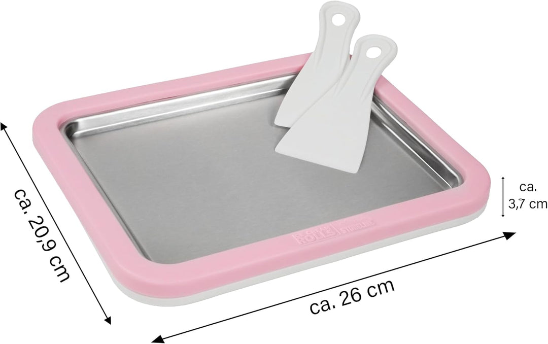 STONELINE by Mr. Ice Cream Rolls ORIGINAL Ice Cream Rolls Maker Eisplatte Rosé 26x21x3,5 cm mit 2 Sp