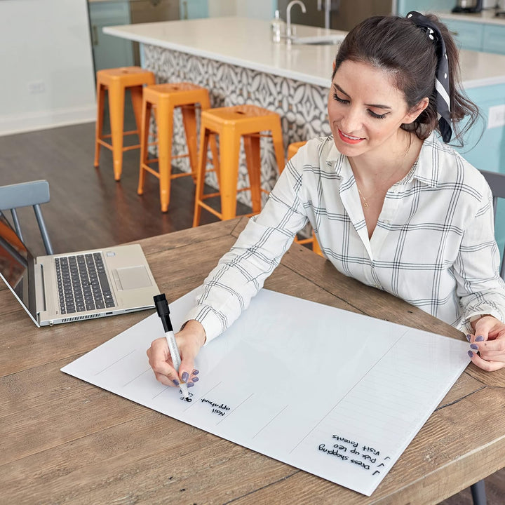 Nobo Glas-Whiteboard Magnetischer Wochenplaner, Trocken Abwischbare Glas-Oberfläche, Rahmenlos, Zuha