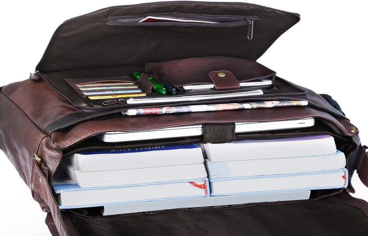 STILORD 'Maximus' XXL Ledertasche riesige Umhängetasche Unitasche 17 18 19 21 Zoll Laptop Aktentasch