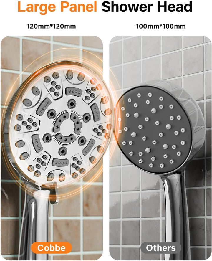 Cobbe Duschkopf Druckerhöhend mit 8 Strahlarten, Hochdruck Duschbrause, Handbrause Wassersparend Gro