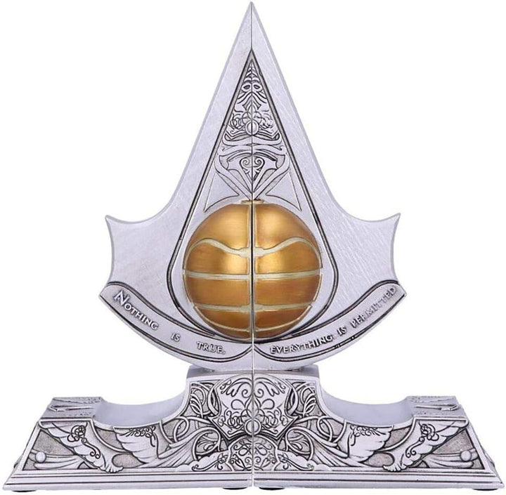 Nemesis Now Assassin's Creed Buchstützen, Apfel von Eden, Kunstharz, silberfarben, 18,5 cm B5349S0