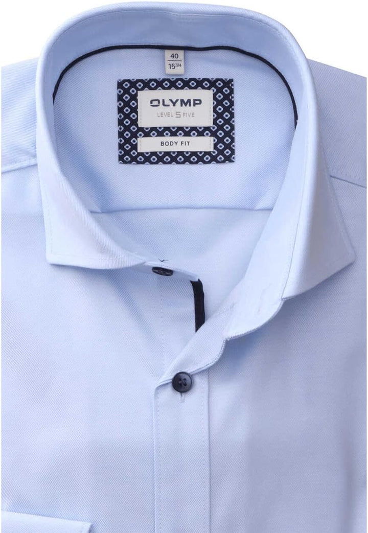 OLYMP Level Five Body fit Hemd Langarm Stretch Twill hellblau 45 Hellblau, 45 Hellblau