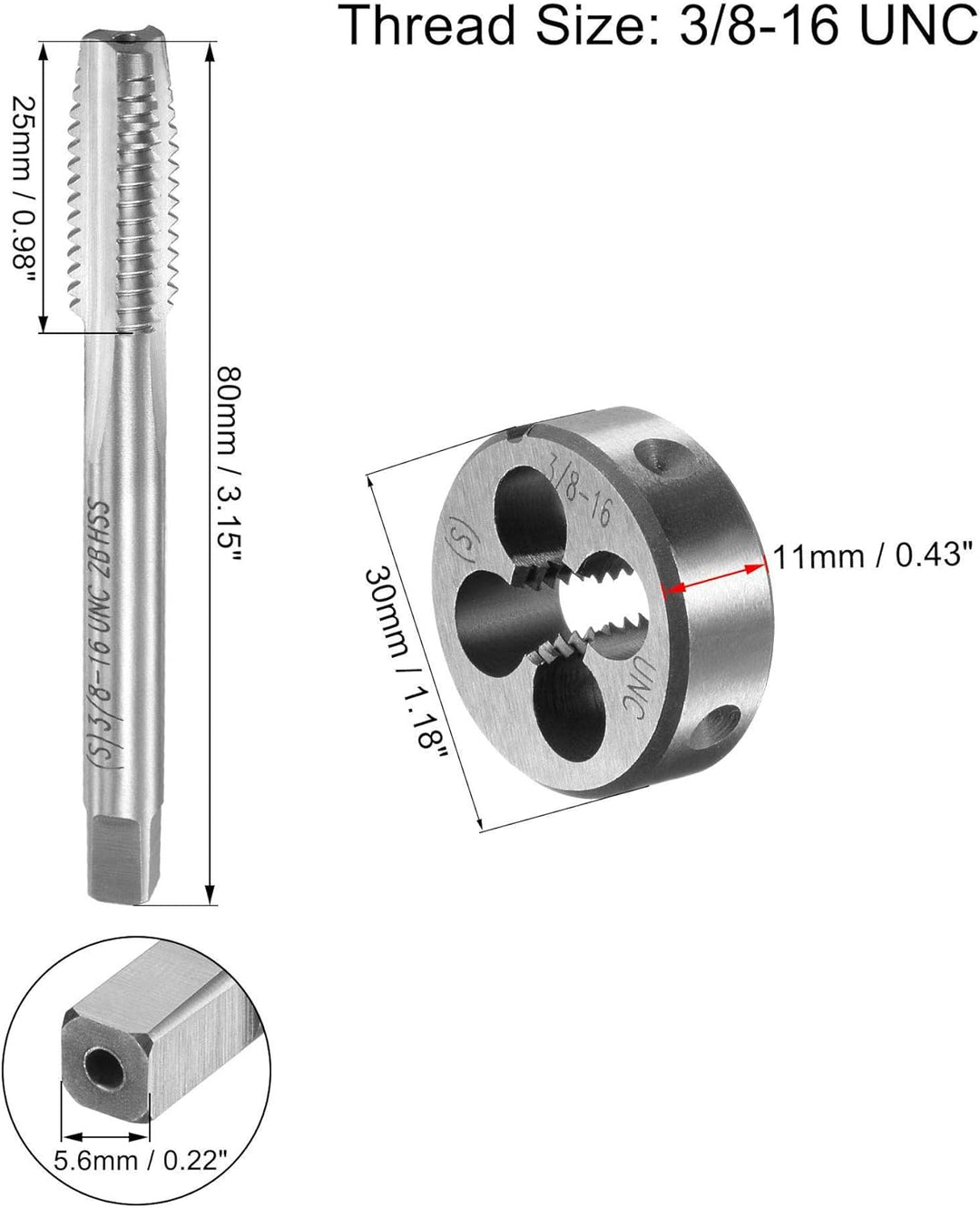 sourcing map 3/8-16 UNC Gewindeschneider Werkzeugsatz 30mm Rund Werkzeugschlüssel Hochgeschwindigkei