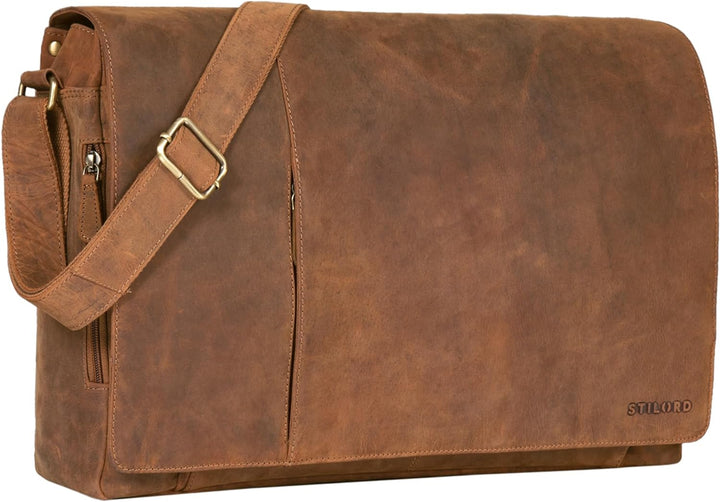 STILORD 'Maximus' XXL Ledertasche riesige Umhängetasche Unitasche 17 18 19 21 Zoll Laptop Aktentasch