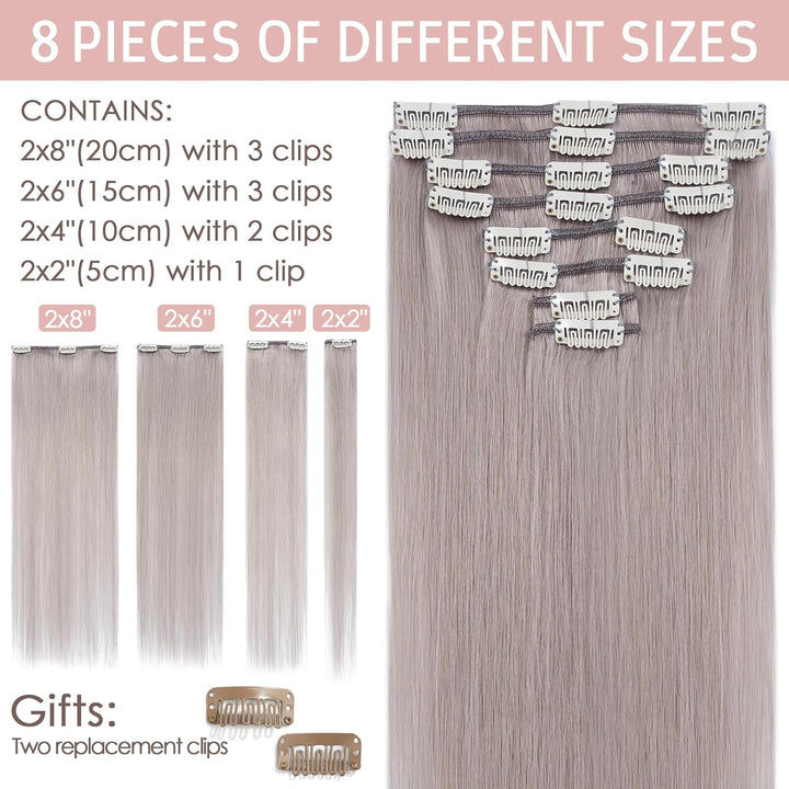 Silk-co Echthaar Clip In Extensions 8 Tressen 18 Clips 50g, Hair Extensions, Remy Echthaar Clip In E