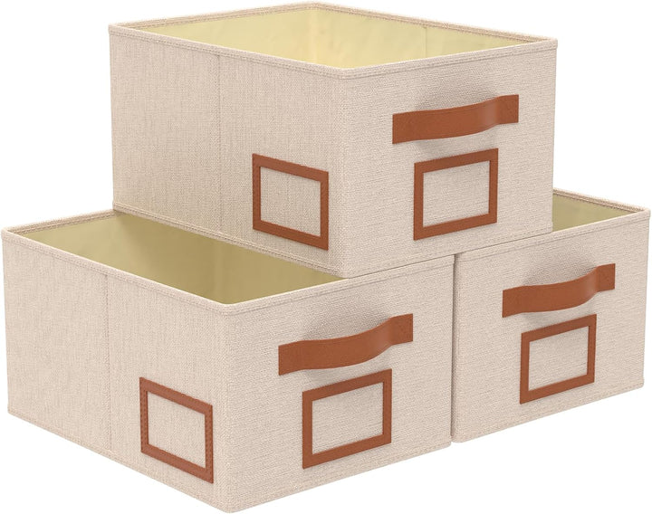 OUTBROS 3 Stück Aufbewahrungsboxen Stoff, Faltbare Aufbewahrungskiste Organizer mit Griff, Gross Auf