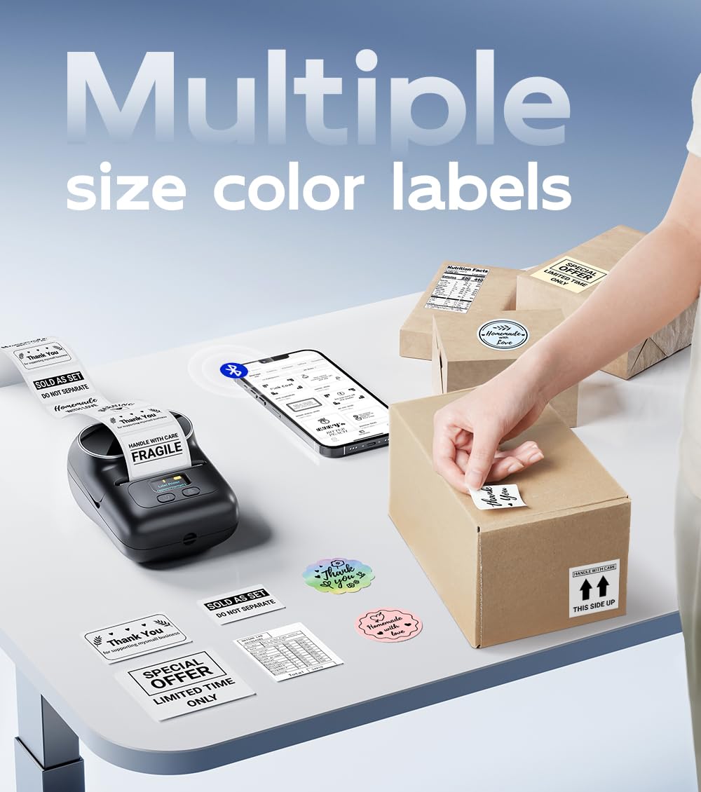 Phomemo M110S Bluetooth Etikettendrucker-Thermoetikettendrucker-M110S Tragbarer Mini-Thermo-Label-Ma