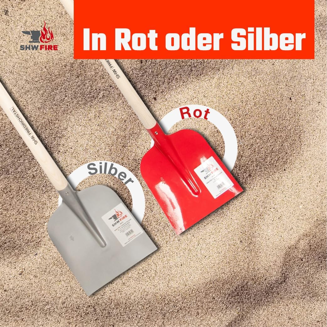 SHW FIRE | Holsteiner Schaufel - gehärteter Spezialstahl, gebogenes Schaufelblatt, 130 cm Eschenholz