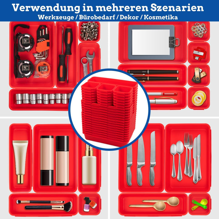 45 Stück Werkzeugkoffer Leer Organizer Sortierbox, Werkzeugaufbewahrung Schubladen Ordnungssystem We