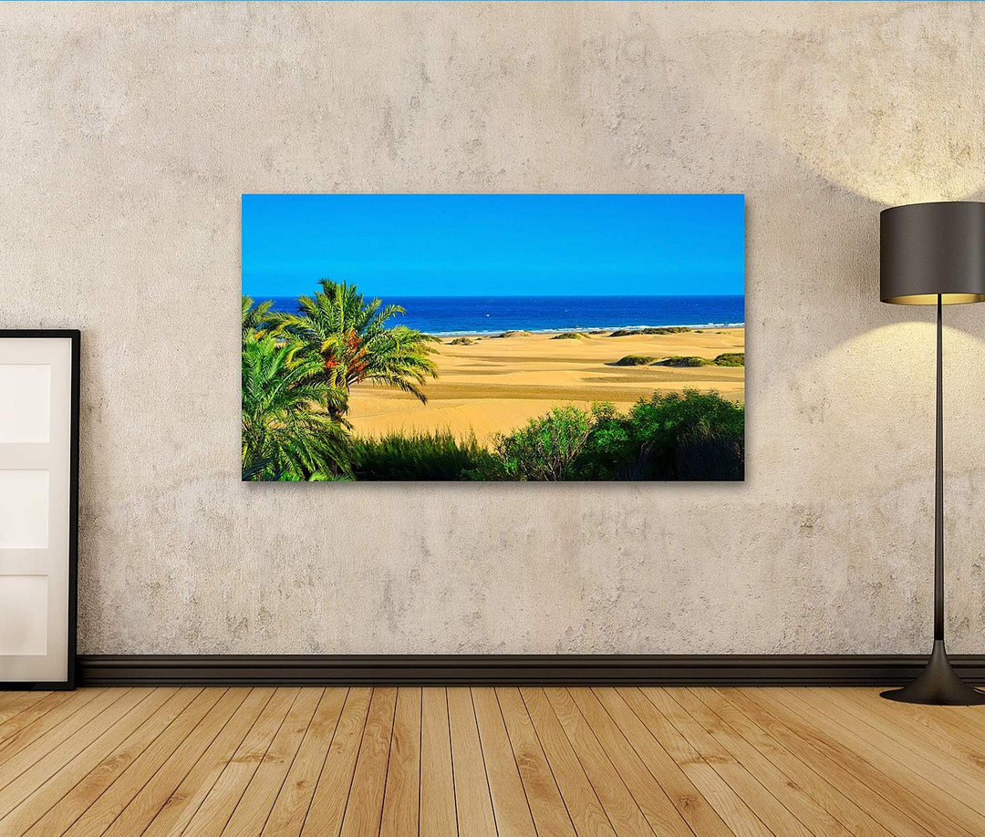 islandburner Bild auf Leinwand EIN Blick Auf Das Naturreservat Der Dünen Von Maspalomas Auf Gran Can