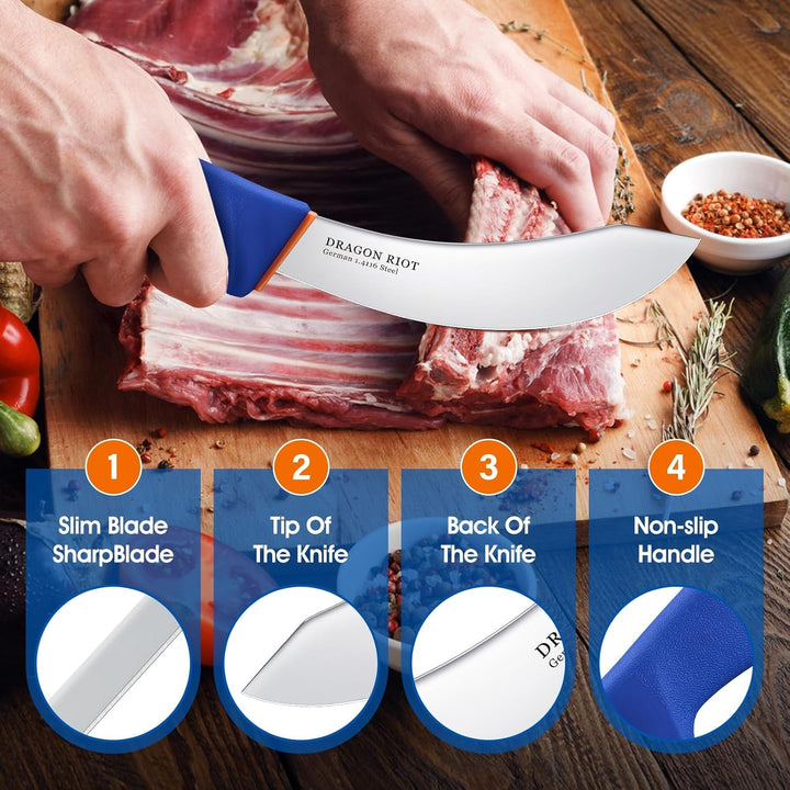 DRAGON RIOT Ausbeinmesser profi Schlachtermesser, 6 Zoll Fleischmesser Flexibel Metzgermesser, Grill