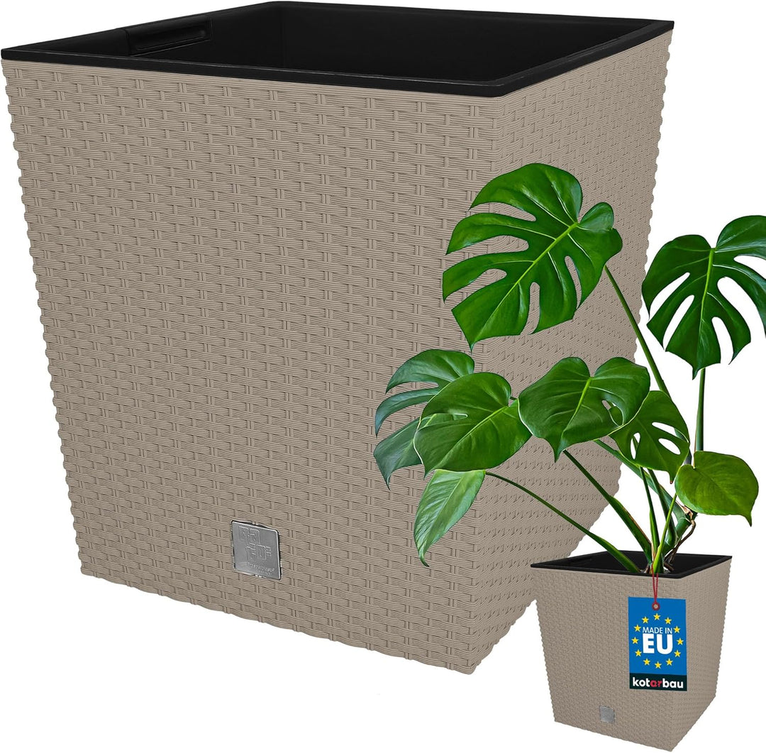 KOTARBAU® Blumentopf 400 mm Mocca Übertopf mit Innentopf für Pflanzenzucht 400x400x408 mm Mocca, 400