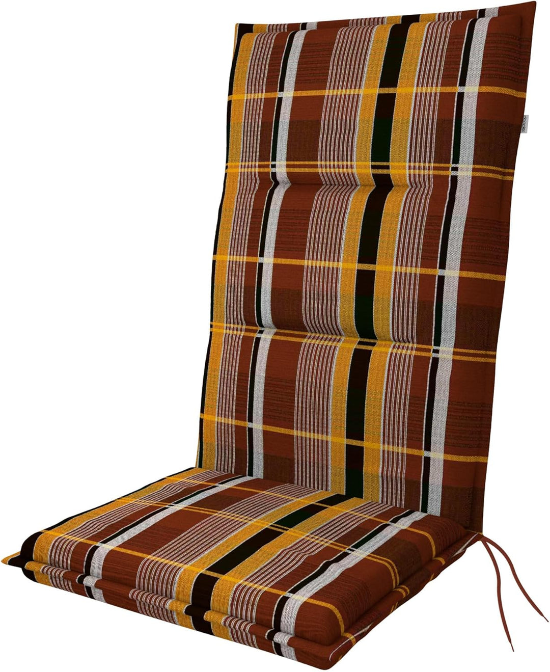 Doppler / Hochlehner Spot / 6er-Set/Gartenstuhlauflage/Hochlehner/Braun kariert/ca. 119 x 48 x 5 cm