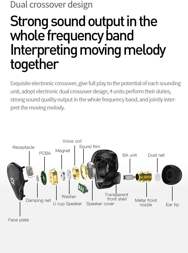 keephifi KBEAR KS2 1BA + 1DD IEM, 10 mm Verbundmembran-Einheiten in Ohr-Monitoren, 6N OFC-Kopfhörer,