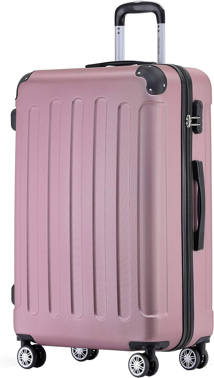 BEIBYE Zwillingsrollen Hardcase Reisekoffer Koffer Trolleys Hartschale in XL-L-M in 14 Farben (Rosa,