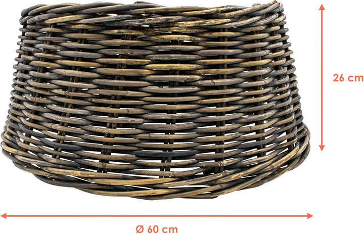 Rattan Weihnachtsbaumrock aus Weide 60 cm - Dunkelbraun - Abdeckung für den Christbaum Ständer - Wei