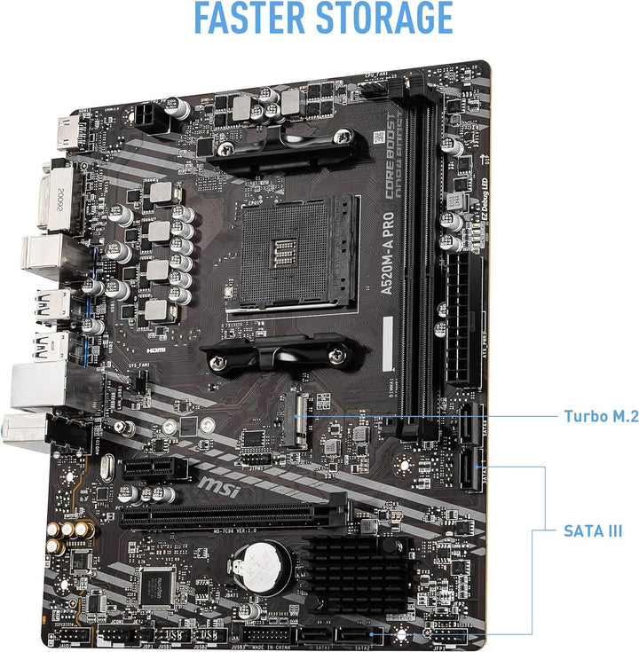 MSI A520M-A PRO Motherboard AMD A520 Socket AM4 micro ATX A520 A520M-A PRO M-ATX, A520 A520M-A PRO M