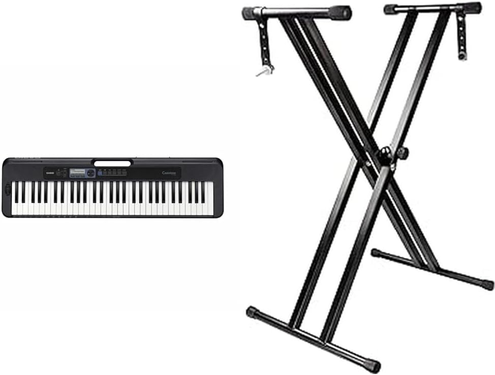 Casio CT-S300 Keyboard mit 61 anschlagdynamischen Standardtasten und Begleitautomatik & RockJam dopp