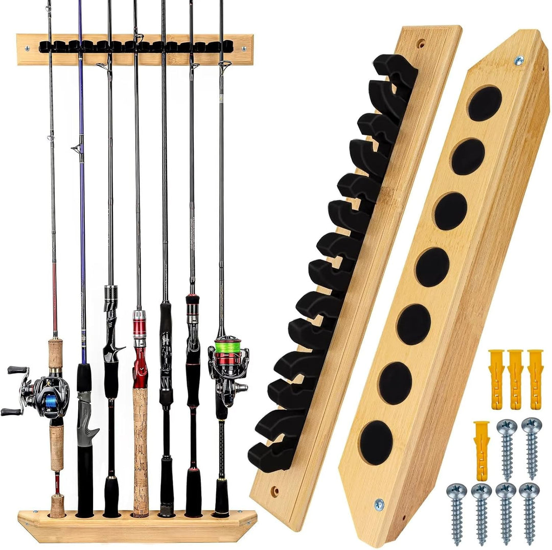 THKFISH Rutenständer Angelruten Angelrutenstände Angelrutenhalter für Garage Holz Angelstange Wand R