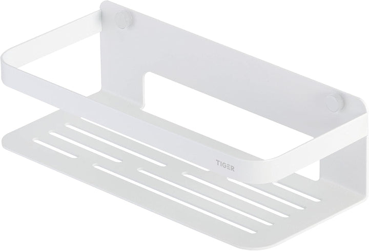 Tiger Duschkorb Caddy Rechteck klein, Duschablage aus Edelstahl, Weiss pulverbeschichtet,BxHxT: 24 x