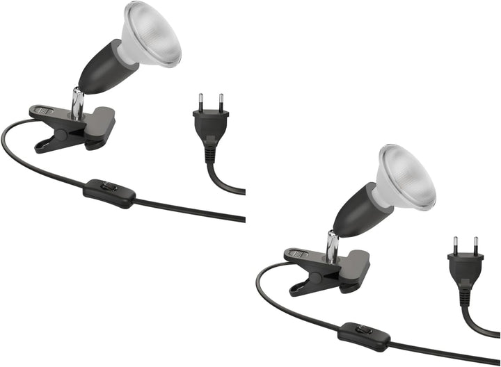 ledscom.de 2x E27 Klemmleuchte LIK, schwarz inkl. E27 PAR30 LED Reflektor-Lampe 1025lm weiss