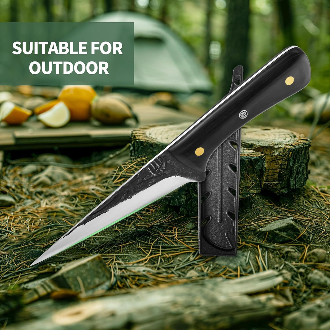 FULLHI Multi-color Holzgriff Full Tang Ausbeinmesser mit Scheide, High Carbon Steel Fishing Meat Sli