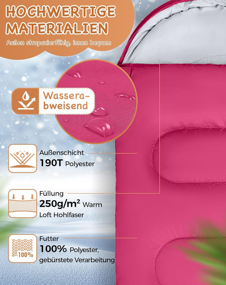 KingCamp Schlafsack Deckenschlafsack Camping Outddor 3-4 Jahreszeiten für Erwachsene Kinder Ultralei