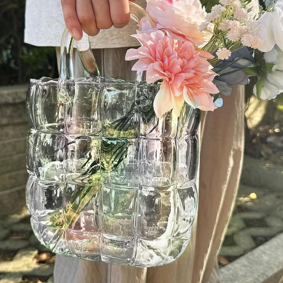 DBREAKS Vase Glas Handtasche, Bunt Blumenvase, Tasche Glasvasen, Handgemachte Vase, Kreative Bubble
