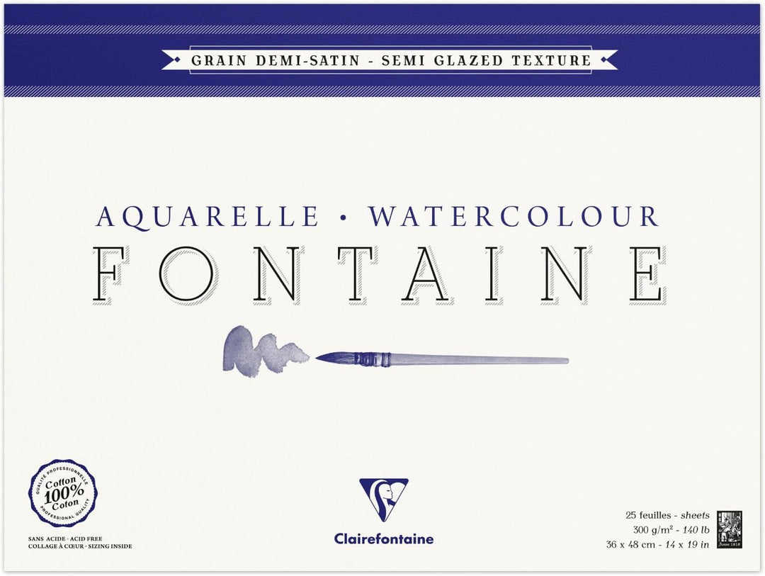Clairefontaine 96429C Malblock, 4-seitig verleimt Aquarellpapier Grobkorn Torchon, Fontaine/Hadern,
