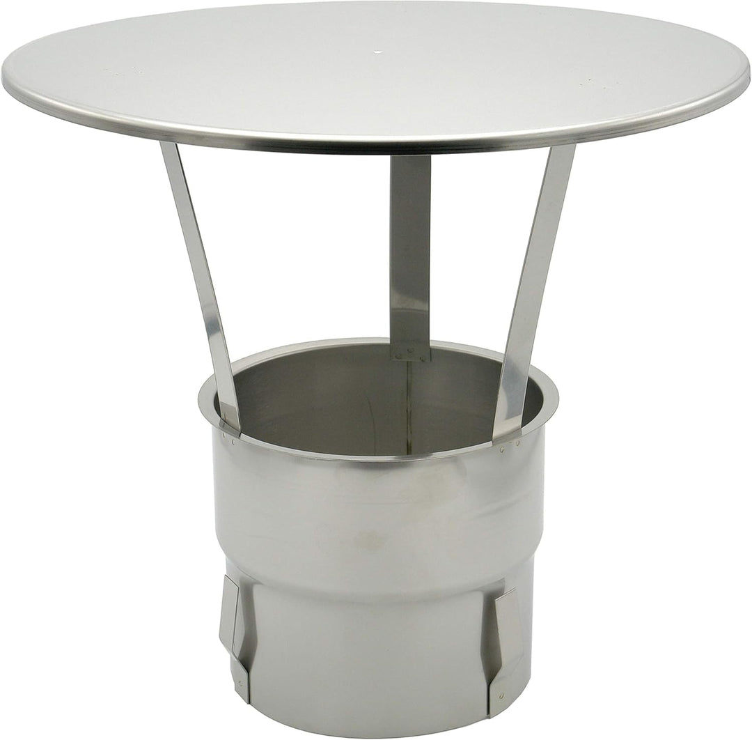 Regen-Haube mit Einschub 200mm Kaminhut aus Edelstahl mit Spannfedern ohne Werkzeug montierbar Säure