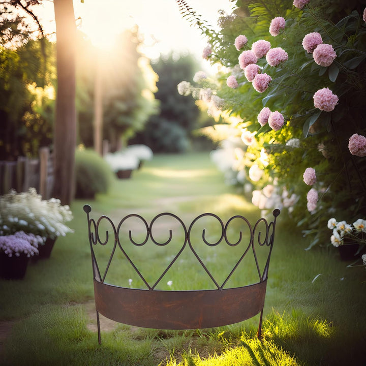 ecosoul Staudenhalter massiv mit Rasenkante Staudenbinder gebogen Rankhilfe 64,5 cm breit x 20cm tie