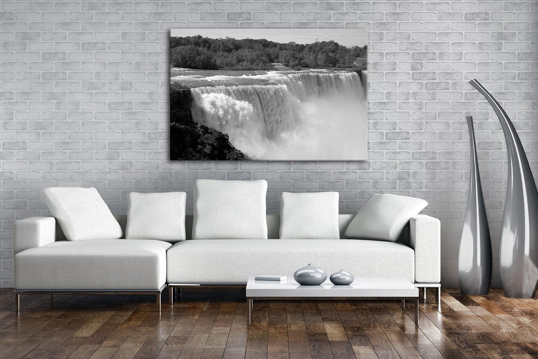 deyoli schöne Niagara Wasserfälle Effekt: Schwarz/Weiss im Format: 80x60 als Leinwandbild, Motiv fer