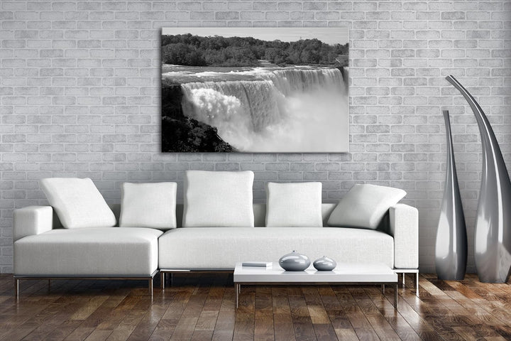 deyoli schöne Niagara Wasserfälle Effekt: Schwarz/Weiss im Format: 80x60 als Leinwandbild, Motiv fer