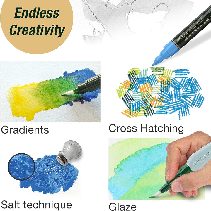 Faber-Castell 160308 - Aquarellmarker Albrecht Dürer mit Doppelspitze, 5er Etui, Marker mit Faser- u