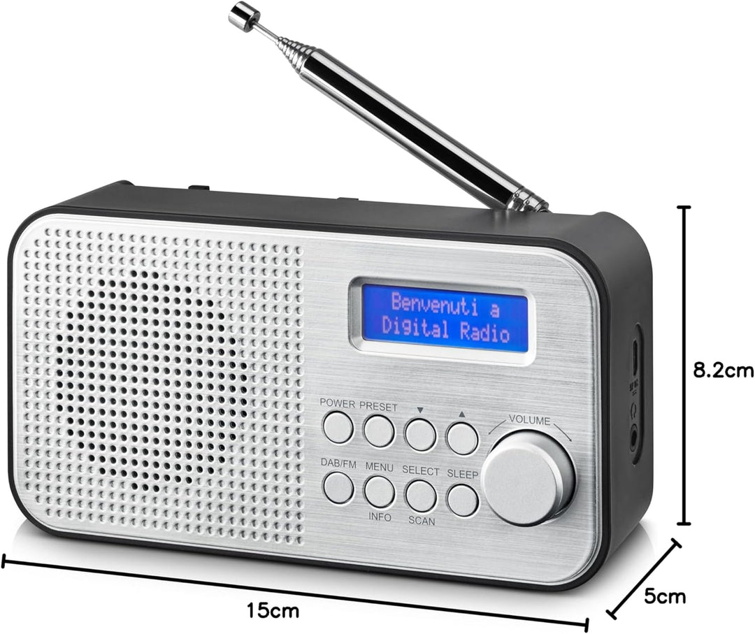 NEWTRO TRAGBARES DAB-Radio MIT INTEGRIERTEM AKKU (DAB/FM-Radio, Lautsprecher, KOPFHÖRERANSCHLUSS, TA