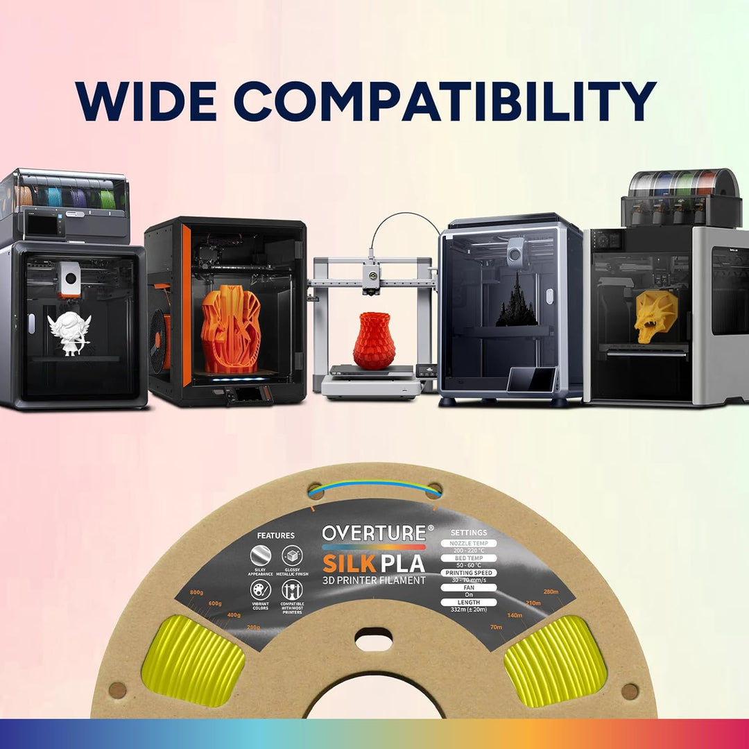 OVERTURE Dual Color Silk PLA Filament 1.75mm, 1kg 3D Drucker Filament Seide PLA, Massgenauigkeit +/-